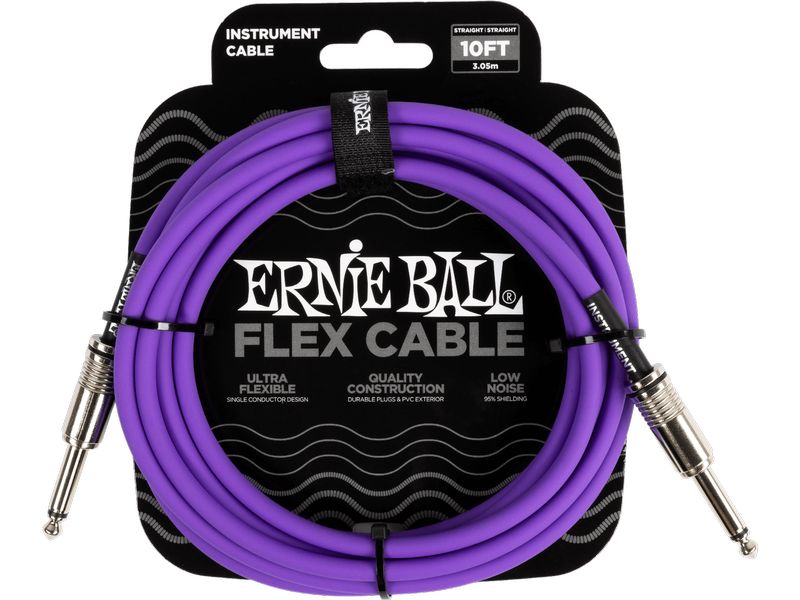 Ernie Ball Instrumentenkabel Flex 6415 – 3.05 m, Purpur Flexibles Standardkabel für Instrumente