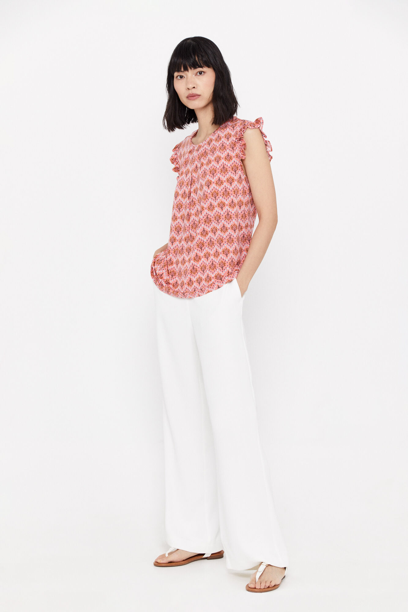 Blusa de malha plissada - Estampa amarela