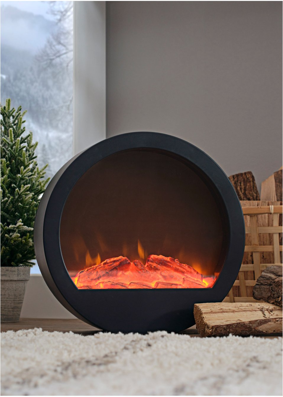 Décoration LED avec effet feu de cheminée