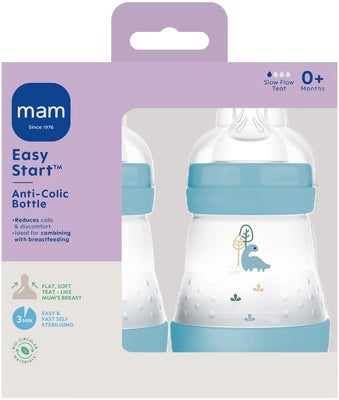 MAM Easy Start Tåteflaske Anti-kolikk 160 ml 2-Pakk, Blue