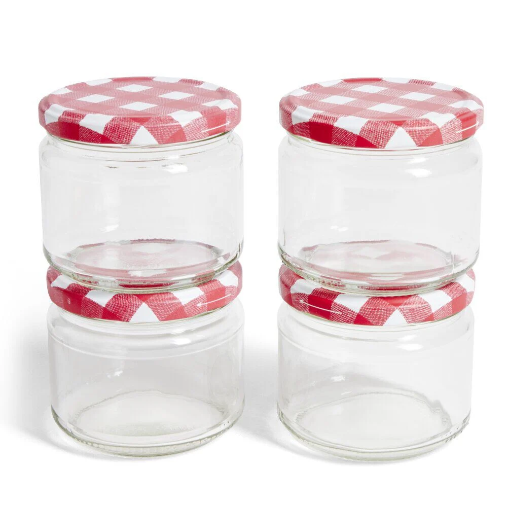 Lot de 4 pots à confiture acier et verre Ø7,5xH8,7cm