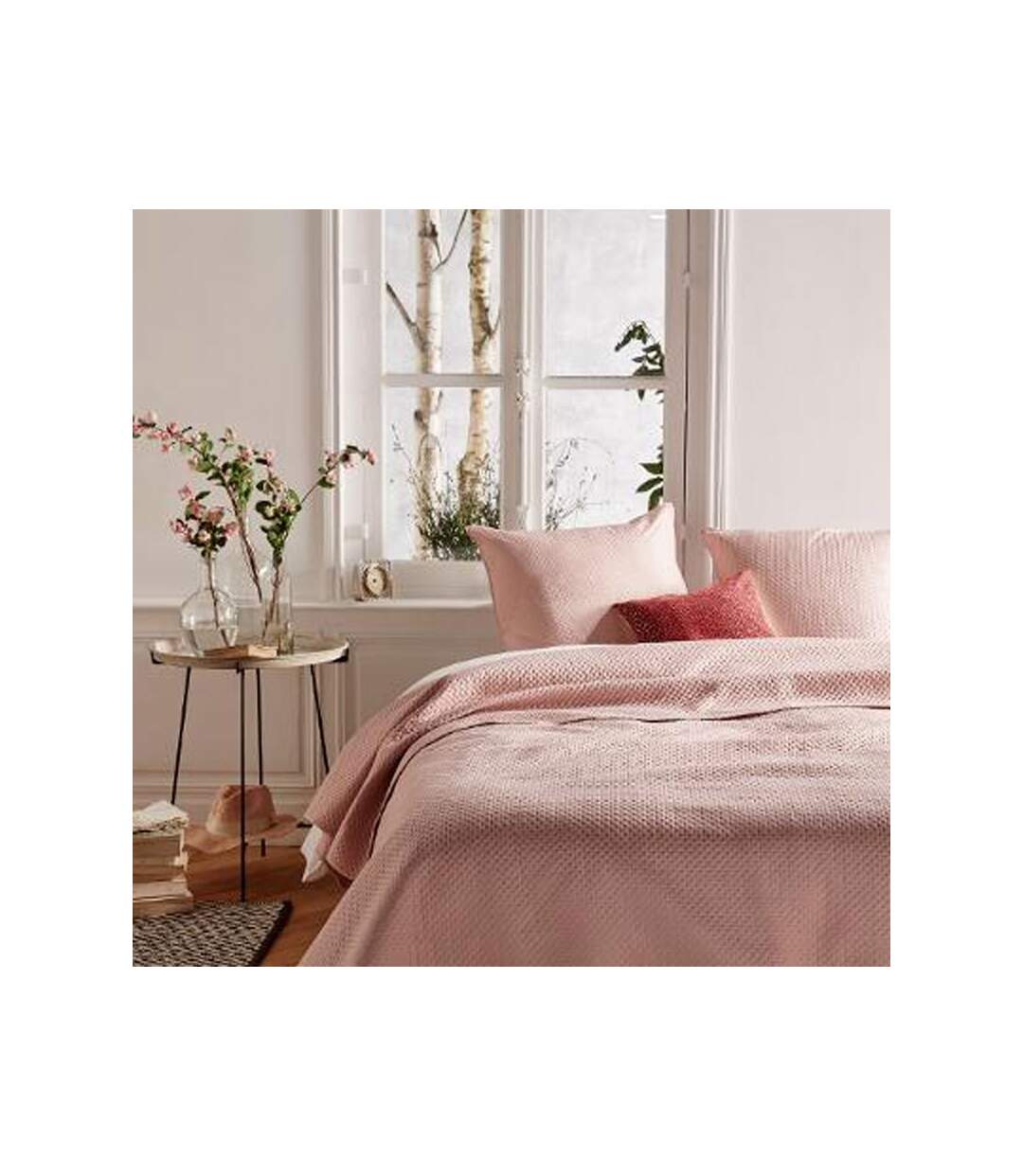 Dessus de Lit & 2 Taies Dolce 240x260cm Rose