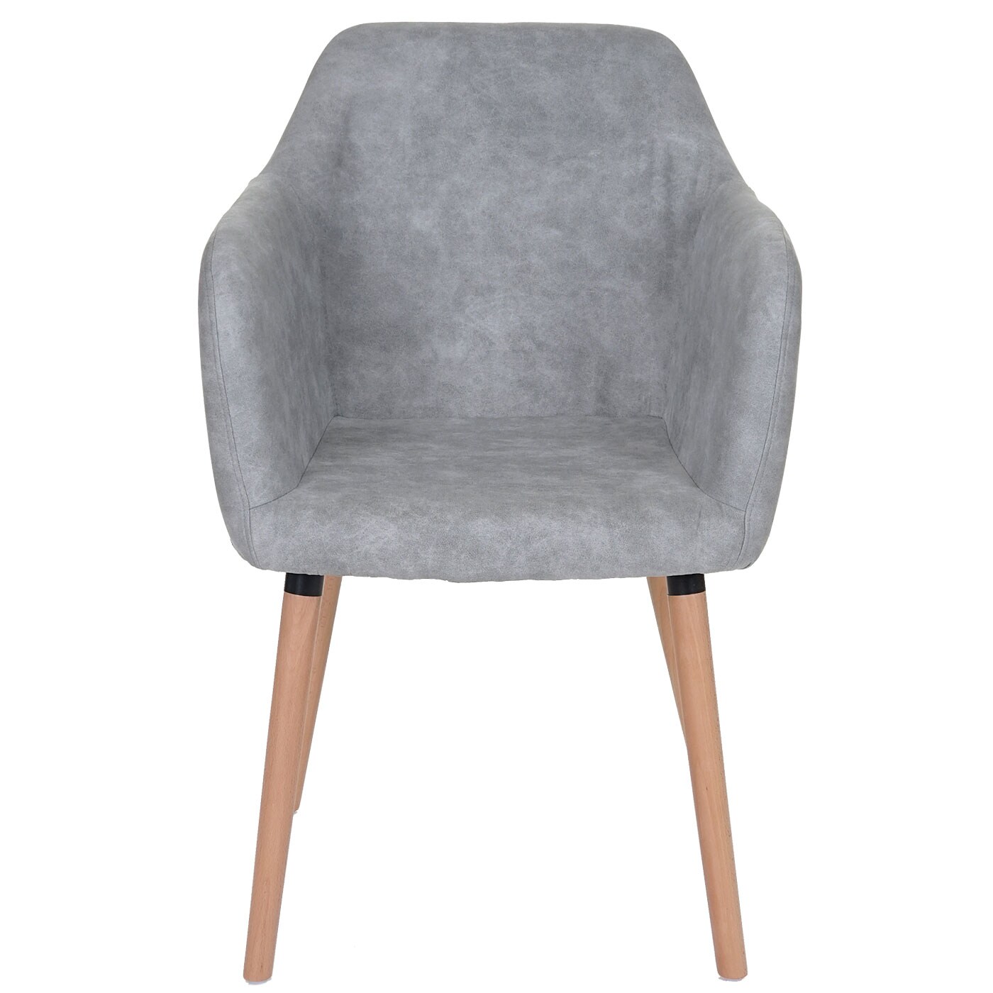 6er-Set Esszimmerstuhl Vaasa T381, Stuhl Küchenstuhl, Retro 50er Jahre Design ~ Textil, vintage betongrau, helle Beine
