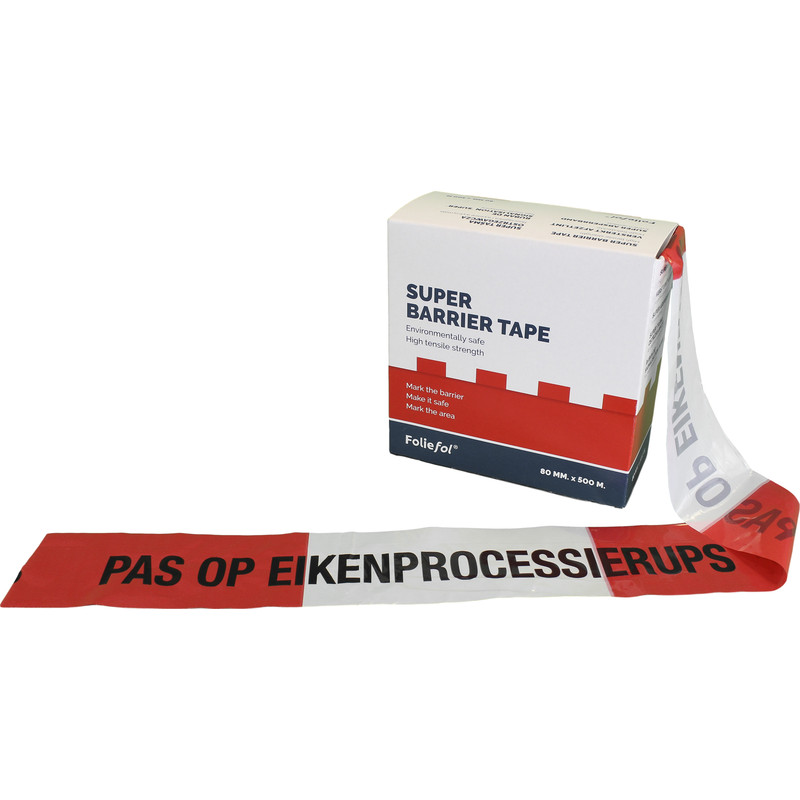 Afzetlint "pas op eikenprocessierups" rood/wit 500m