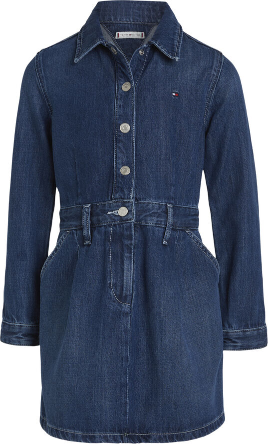 Tommy Hilfiger DENIM PLEATS DRESS LS Darkusedlyocell