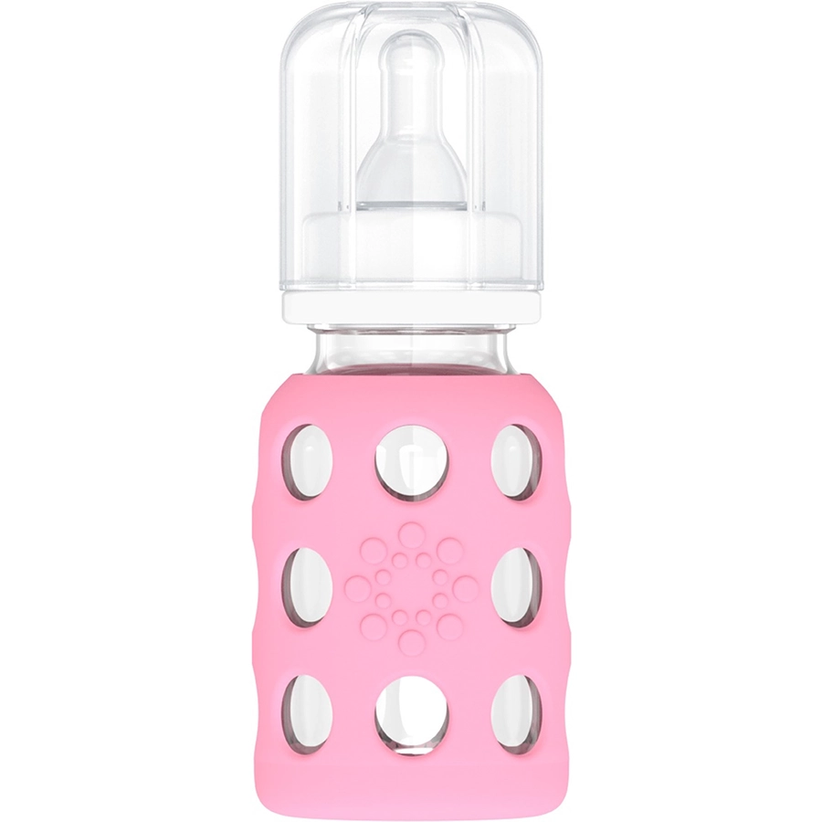 lifefactory Babyflasche aus Glas in pink, 120 ml