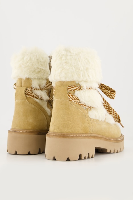 Lederboots, Veloursleder, Teddyfleece, Weite H