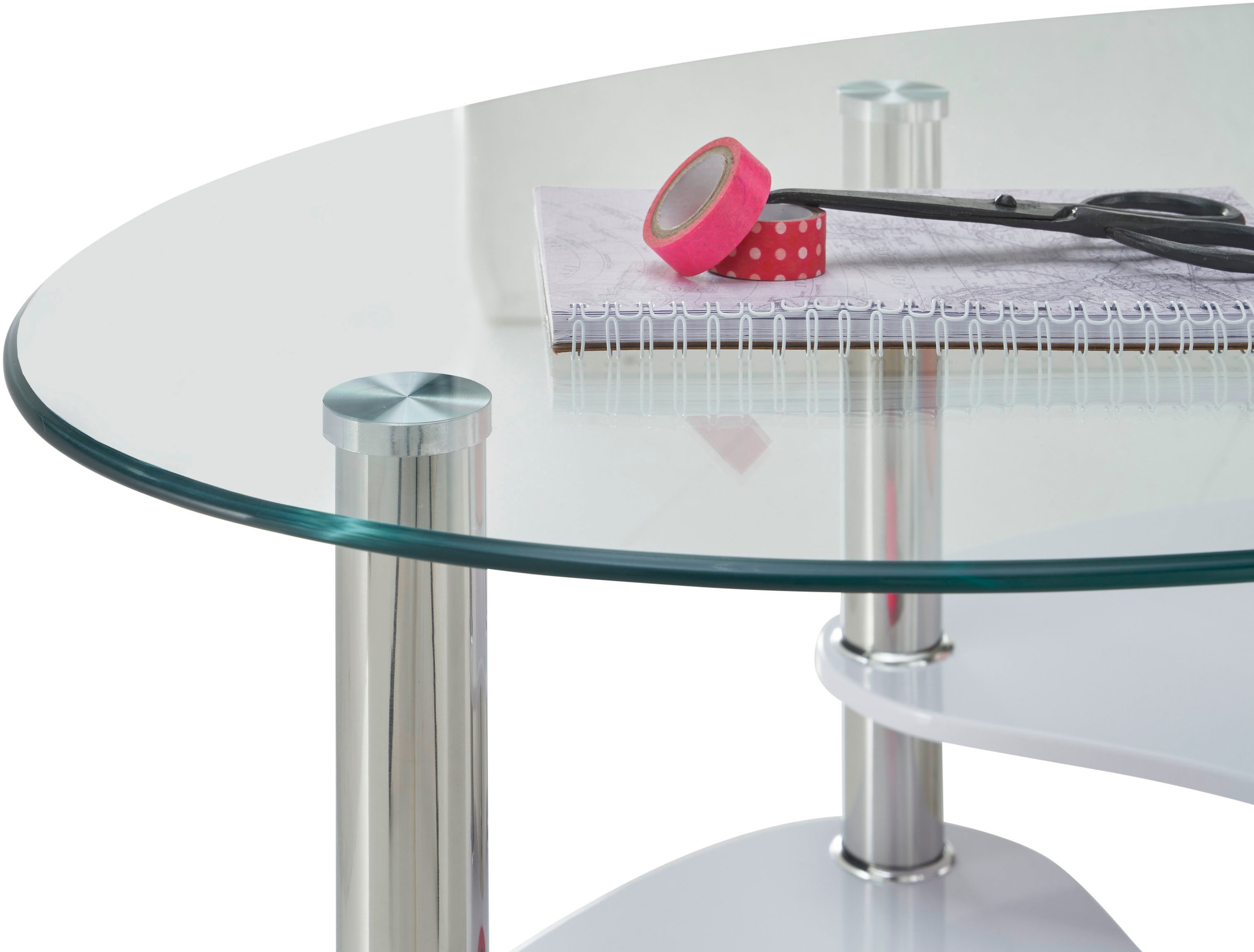 Stolkom Couchtisch »Panty Glastisch, Wohnzimmertisch, Beistelltisch Glas BxHxT 90x42x55 cm« Couchtisch, OTTOs Choice,  Sicherheitsglas 8mm, Ablage in MDF Eiche Artisan und Eiche Sonoma
