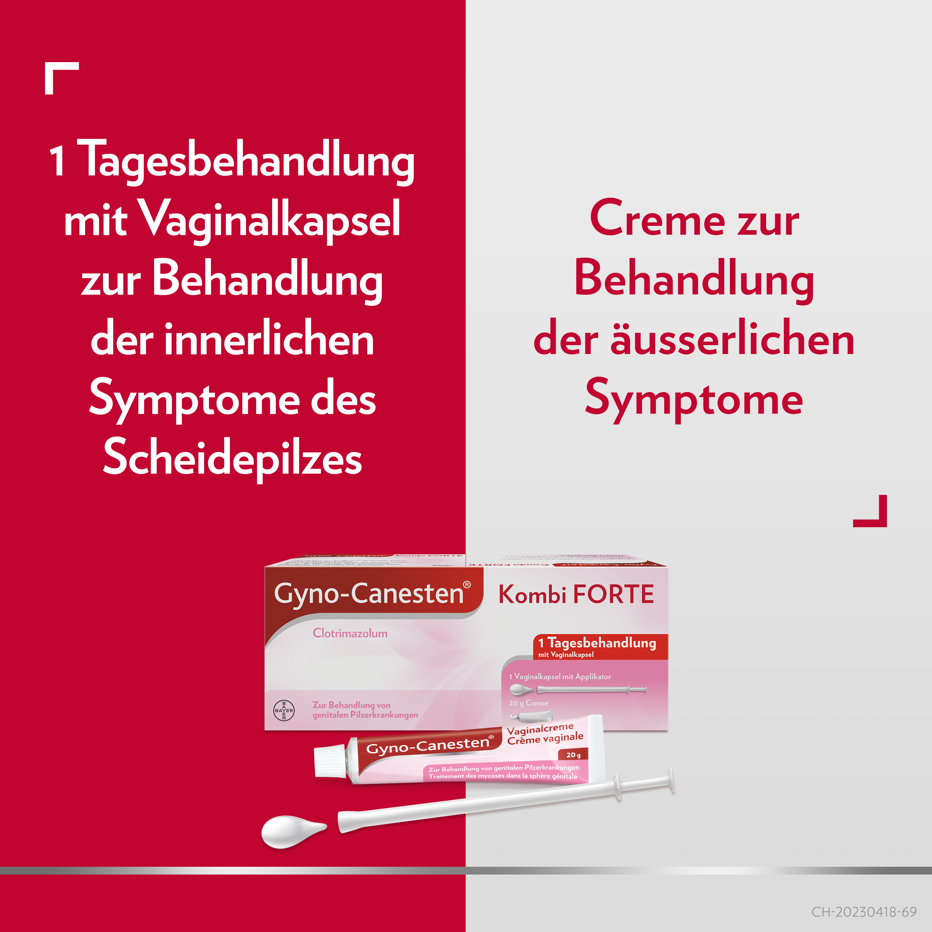 GYNO-CANESTEN Kombi FORTE<br>1 Stück, Hartkapsel zur vaginalen Anwendung, Vaginalkapsel & Creme