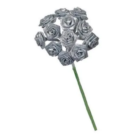 Glorex Diorröschen 12 Blüten silber