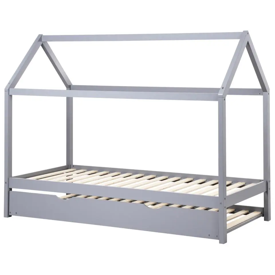 CRILLON - Onderschuifbed - Grijs - 90 x 200 - Hout