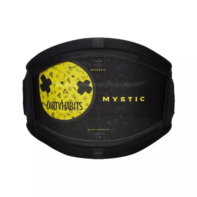 Harnais kitesurf MYSTIC Majestic Waist Harness ´Dirty Habits´ Black/Yellow