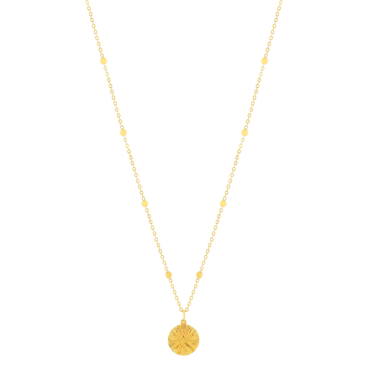Collier plaqué or médaille ciselée 48 cm