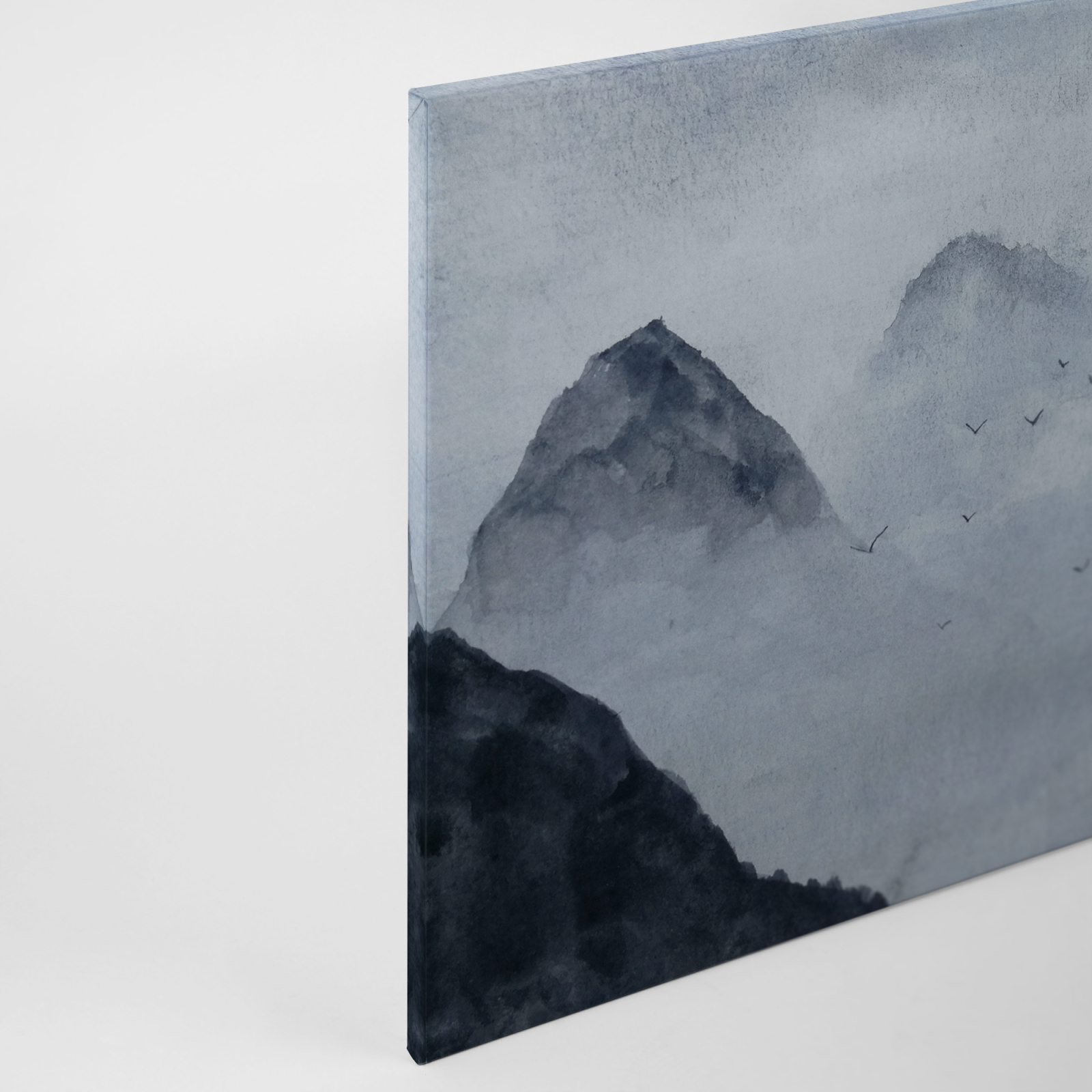 Leinwandbild BERGE - grau-weiß - 90x60 cm