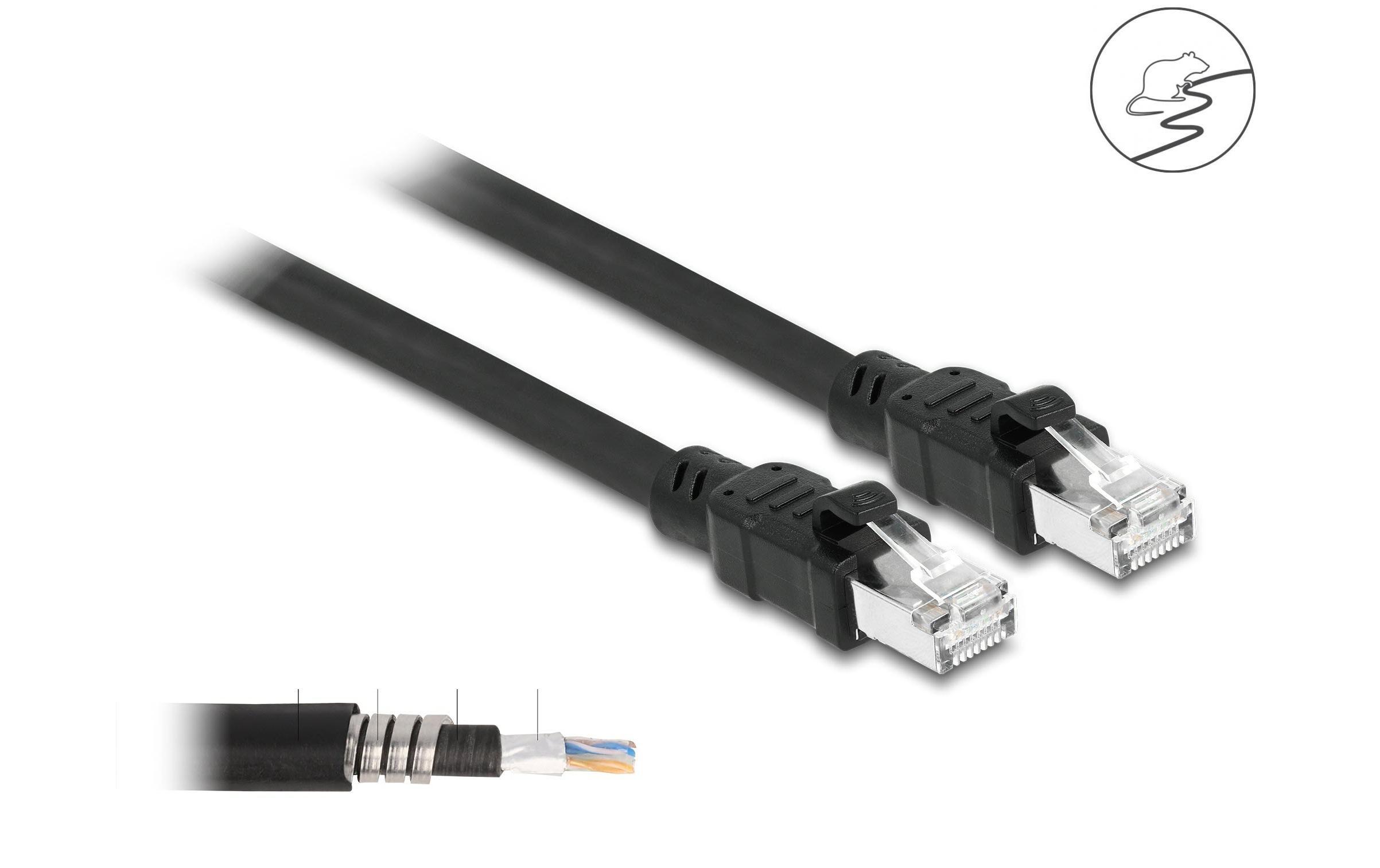 Patchkabel Cat 6A, F/UTP, 1 m, SchwarzDelock Netzwerkkabel RJ45 Cat.6A F/UTP mit innerem Metallmantel 1 m