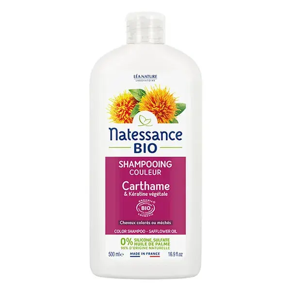 Shampoo tonalizante Natessance com cártamo e queratina orgânica 500ml