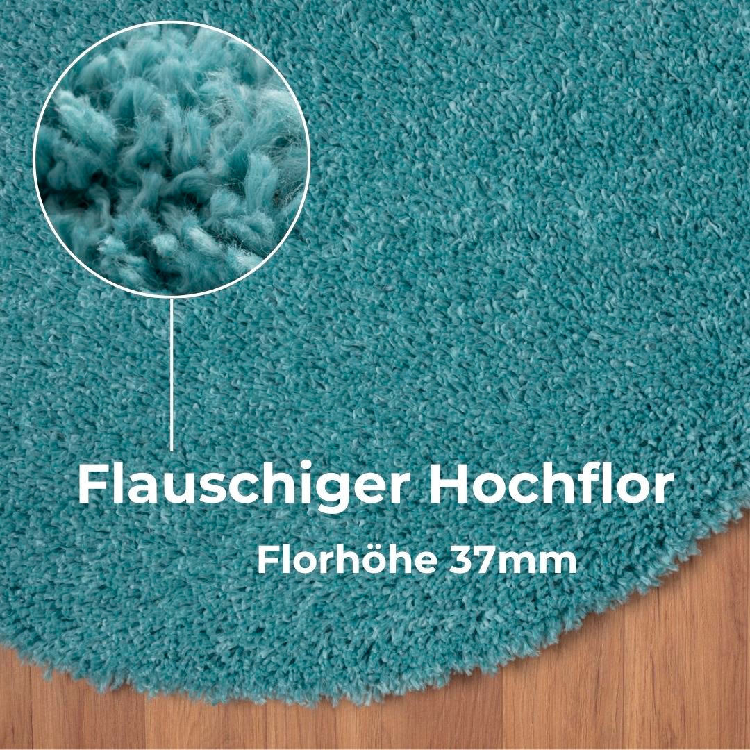 GOODproduct Hochflor-Teppich »Banji« rund 37 mm Höhe Uni Farben, weich und flauschig, auch als rechteckig erhältlich