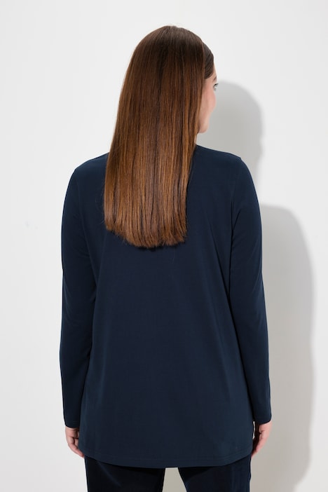 Shirt, drapierter V-Ausschnitt, Langarm, Biobaumwolle
