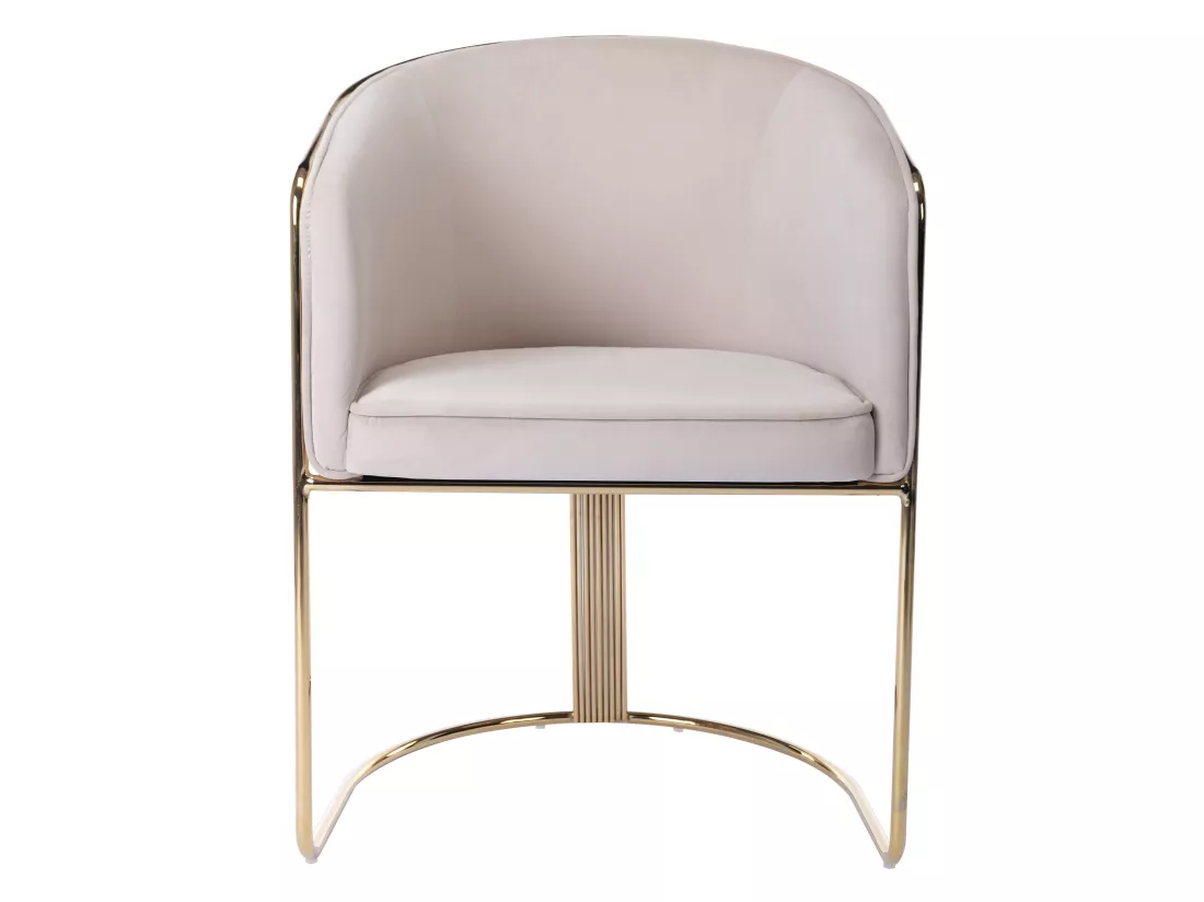 Lot de 2 chaises avec accoudoirs en velours et métal - Crème et doré - JOSETHE de Pascal MORABITO
