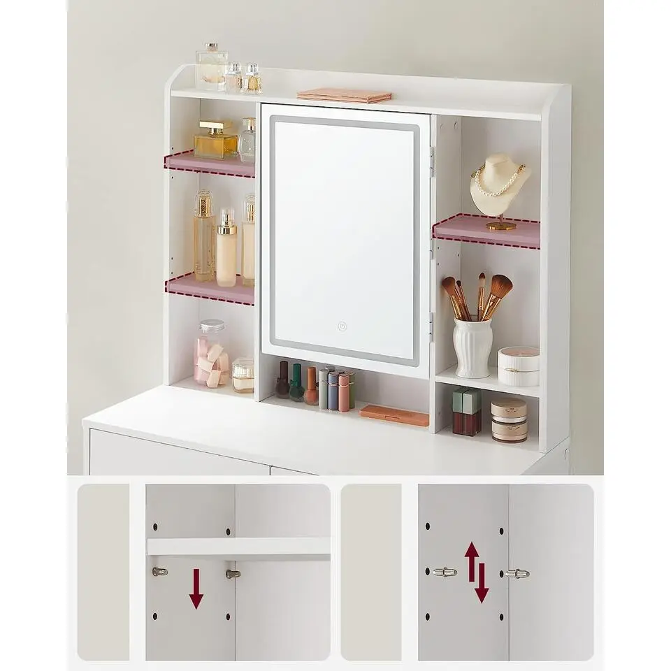 Furnihaus Kaptafel met LED 3 kleuren met instelbare lichtsterkte met spiegel