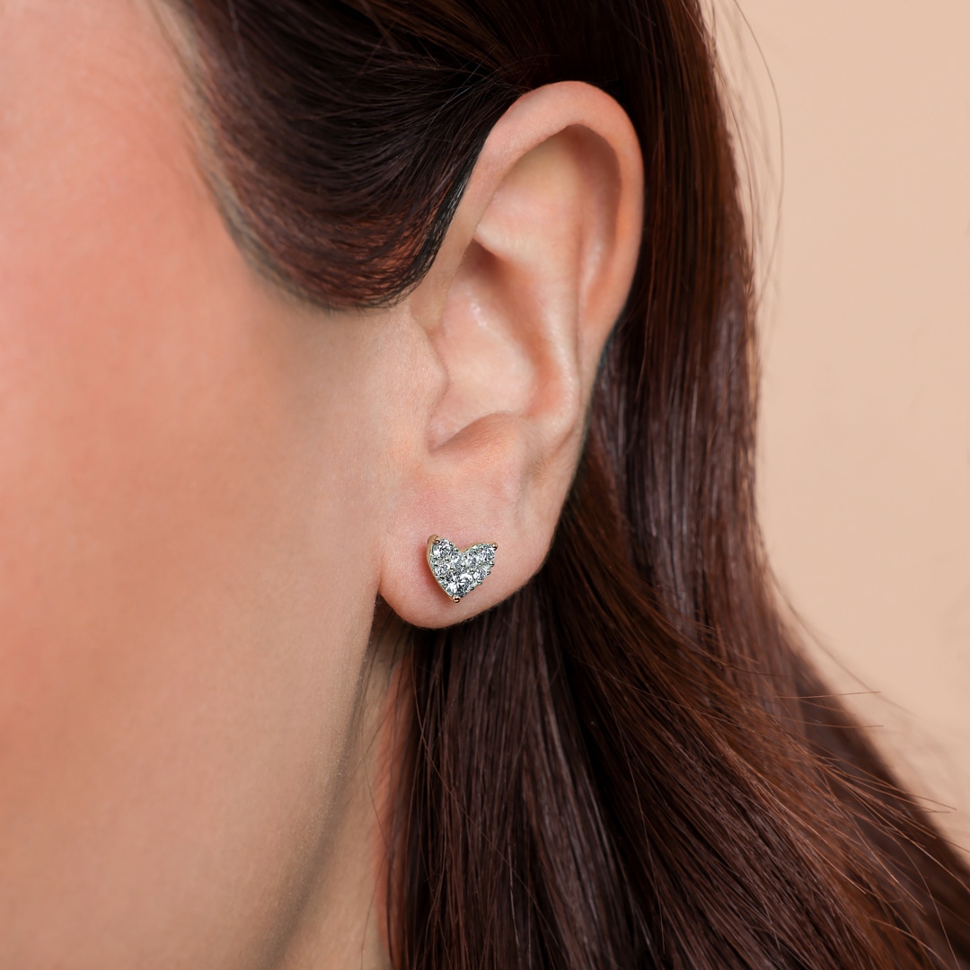 0.50 Karat Diamantohrstecker 750/18 K Roségold Herz