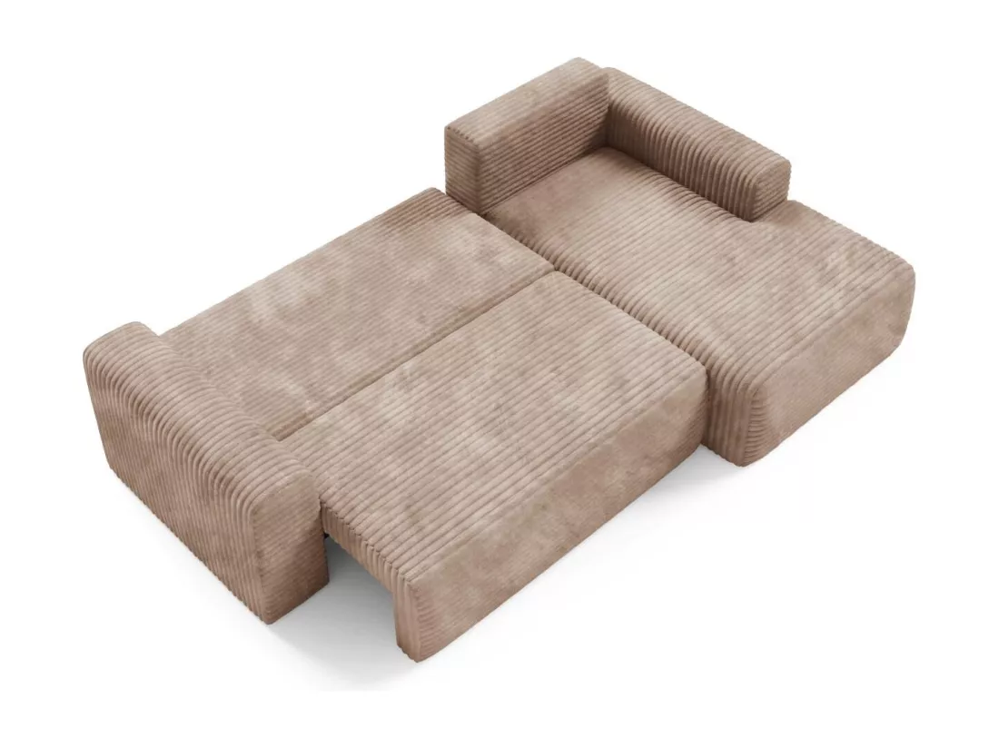 Canapé d'angle convertible en velours côtelé SONTII Braun