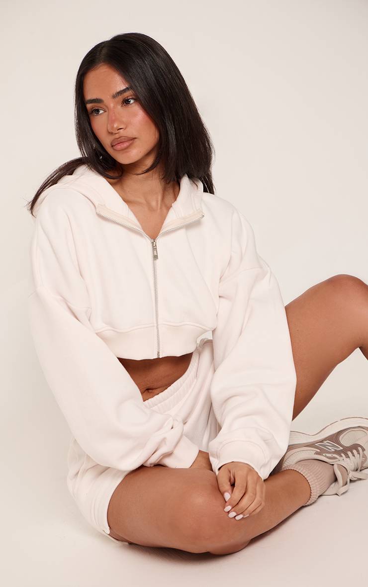 Crème Sweat À Casynthétiqueche Court Extrême Zippé Petite