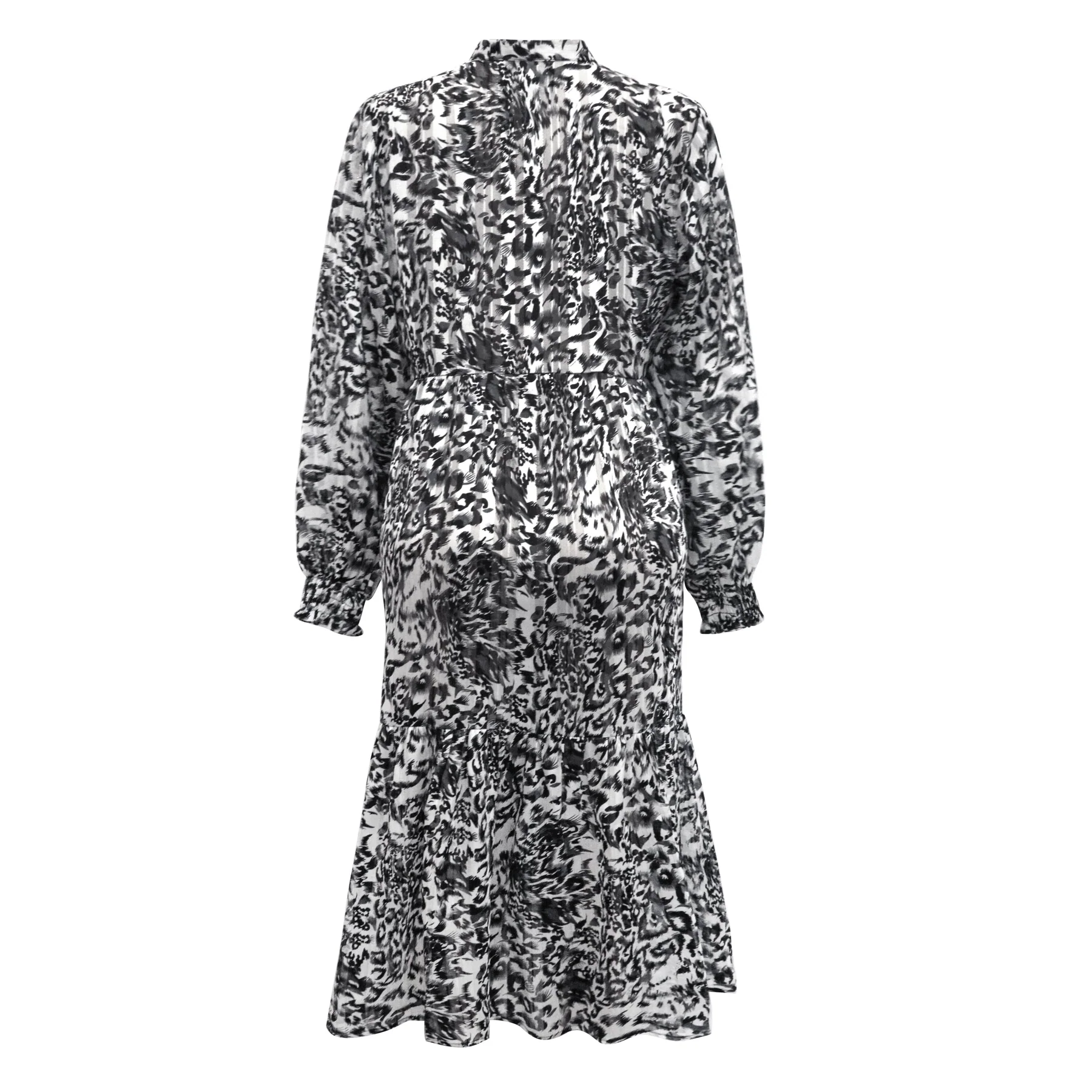 Liberte Mag-Ls-Vneck-Dress grey lurex leo