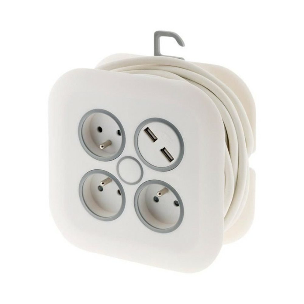 Enrouleur domestique 7m - 3 prises 2p+t 16a + 2x usb