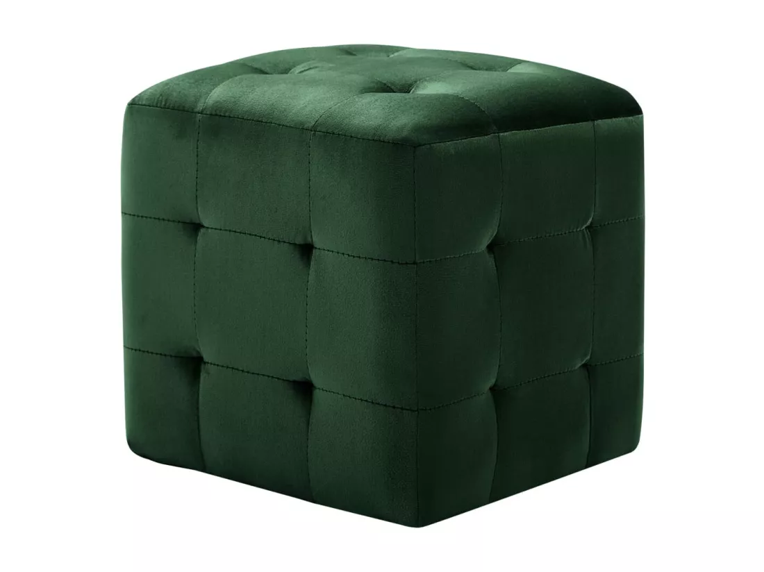 2 pcs Poufs Vert 30 x 30 x 30 cm Tissu velours