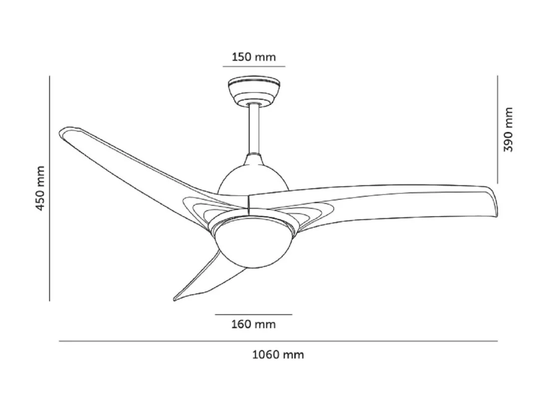 Ventilateur de Plafond Silencieux Aran Blanc 107cm Moteur DC Blanc