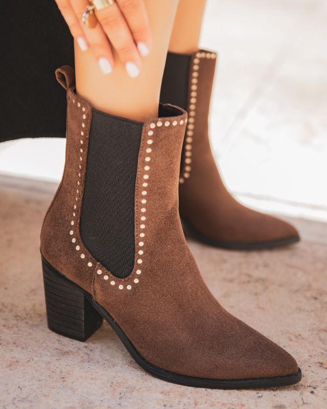 Bottines femme marron à talon - Eliette