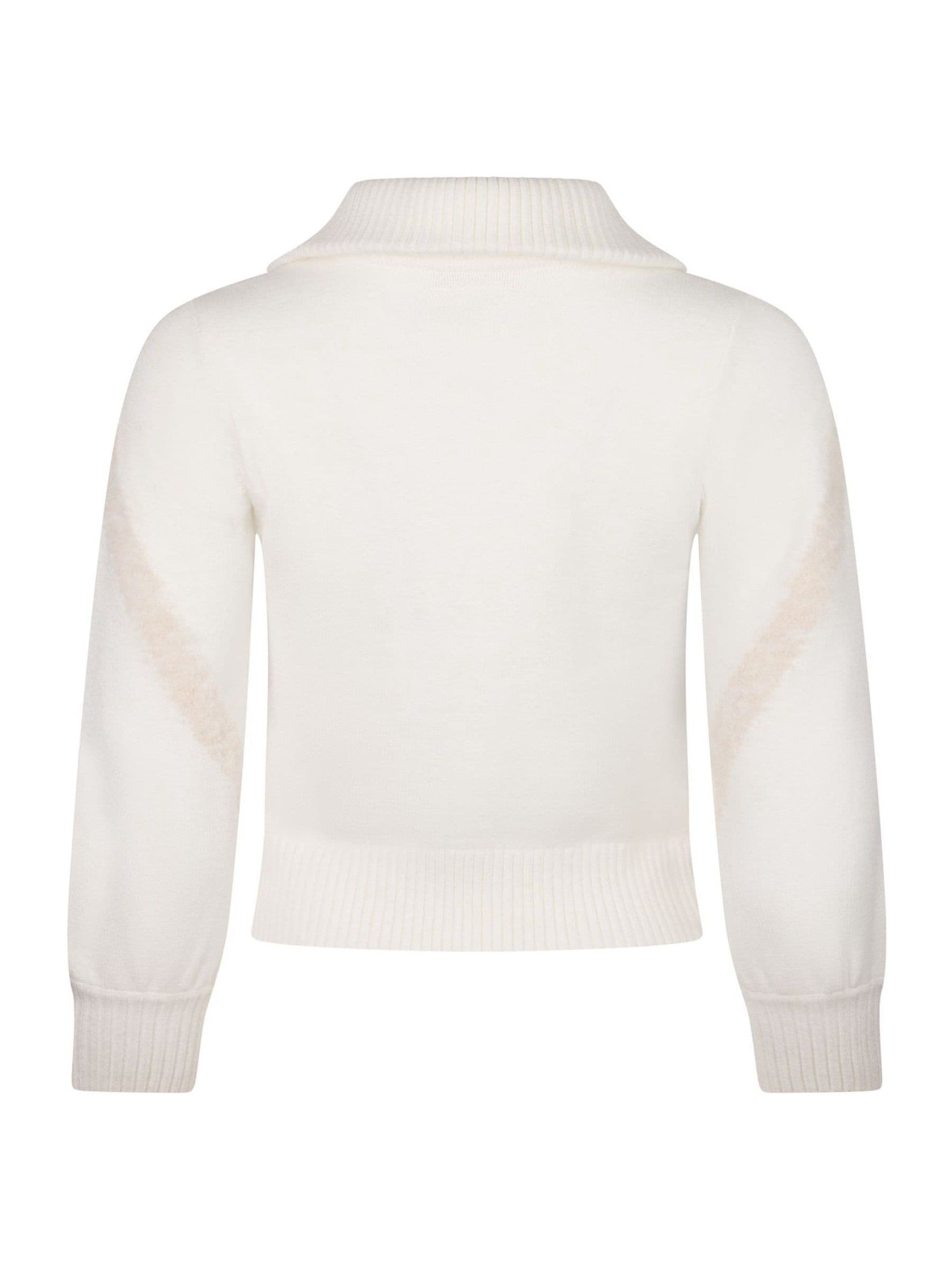 The Little Tailor Kids Crème Zip Neck Relaxed Fit Ski Kerstmis Trui