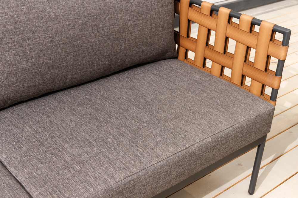 In- und Outdoor Lounge-Sofa UNIQUE 185cm schwarz braun grau Aluminium 2-Sitzer inkl. Kissen