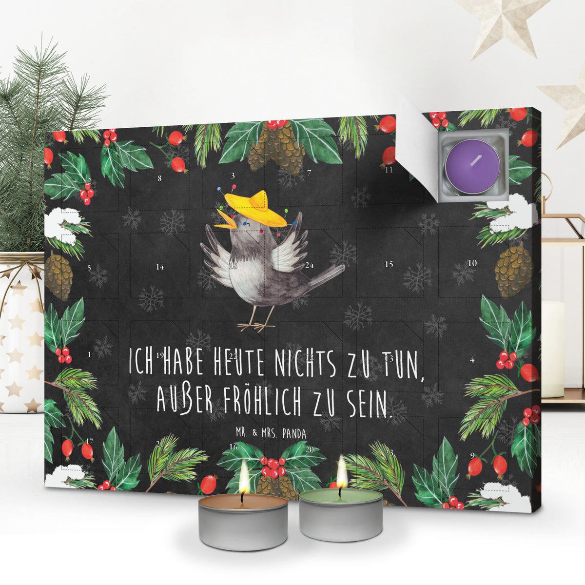 Mr. & Mrs. Panda Geurkaars Adventskalender Raven Sombrero - Zwart