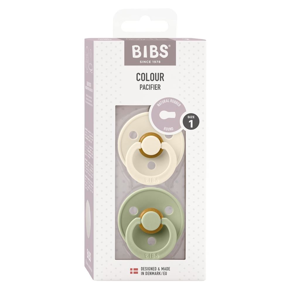 BIBS Colour Latex Round 0-6m ivory sage 2 Stk