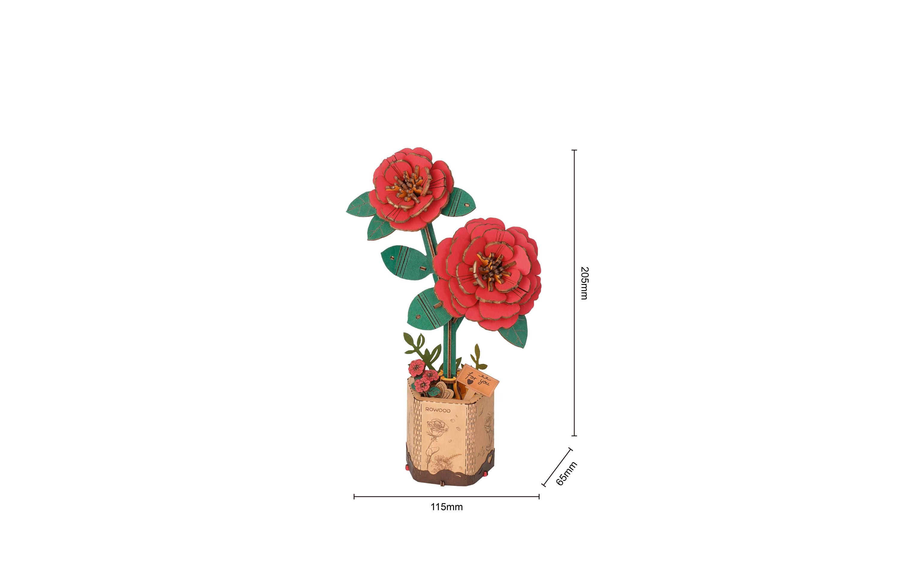 Bausatz Red Camellia 113-teilig3D-Puzzle aus lasergeschnittenen Holzteilen