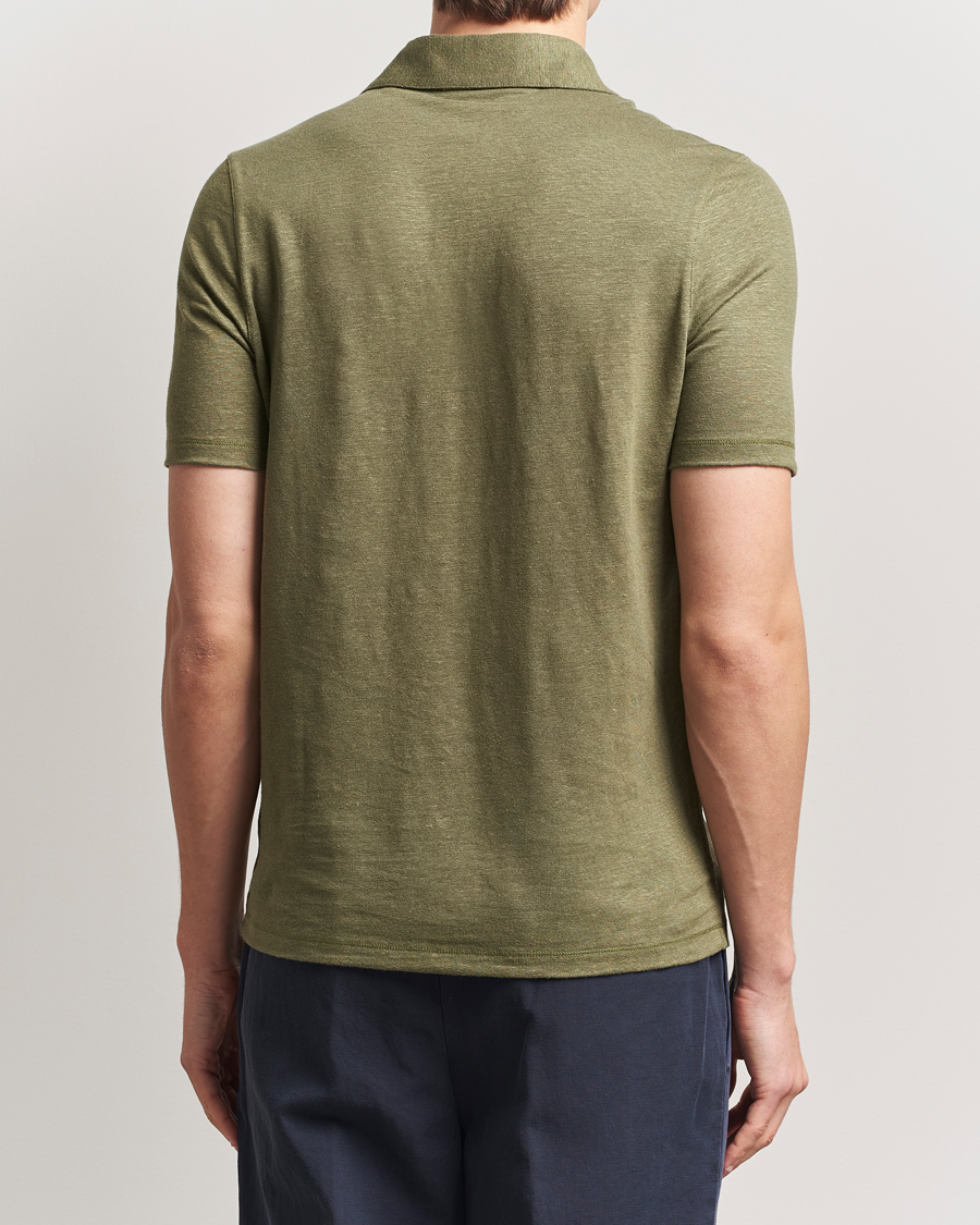 Stenströms Linen Polo Shirt Olive