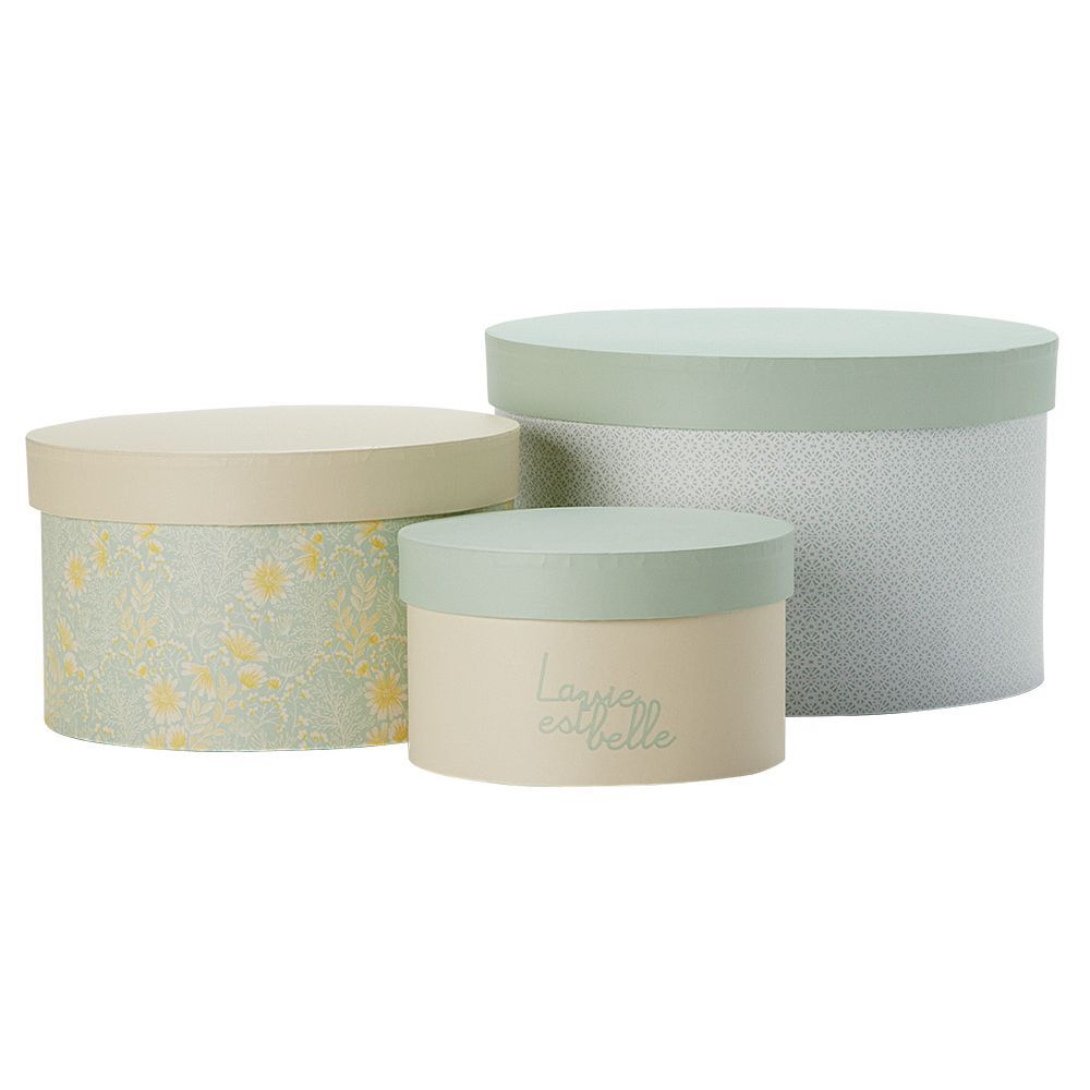 Boîte ronde motif pastel x3