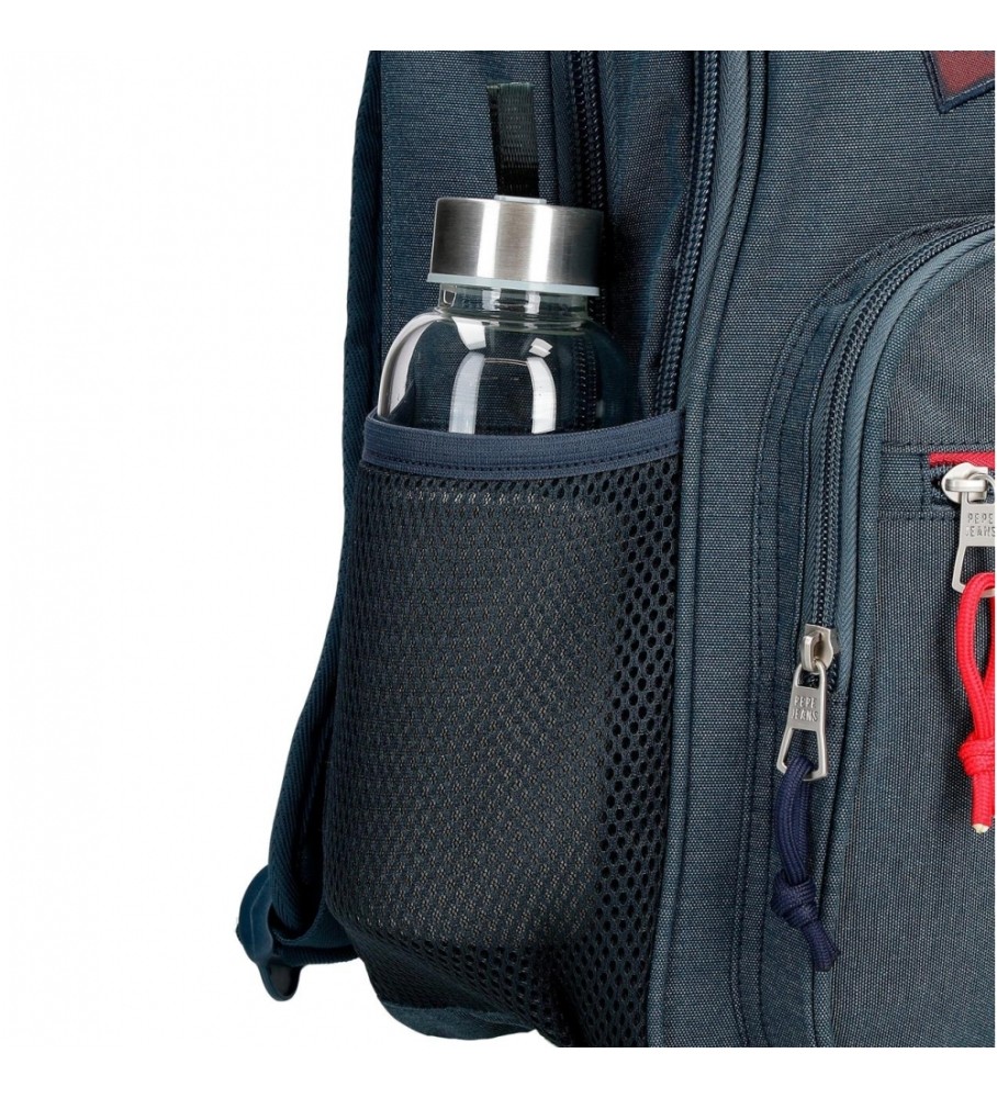 Mochila adaptável Pepe Jeans Kay, 46 cm, dois compartimentos, azul escuro