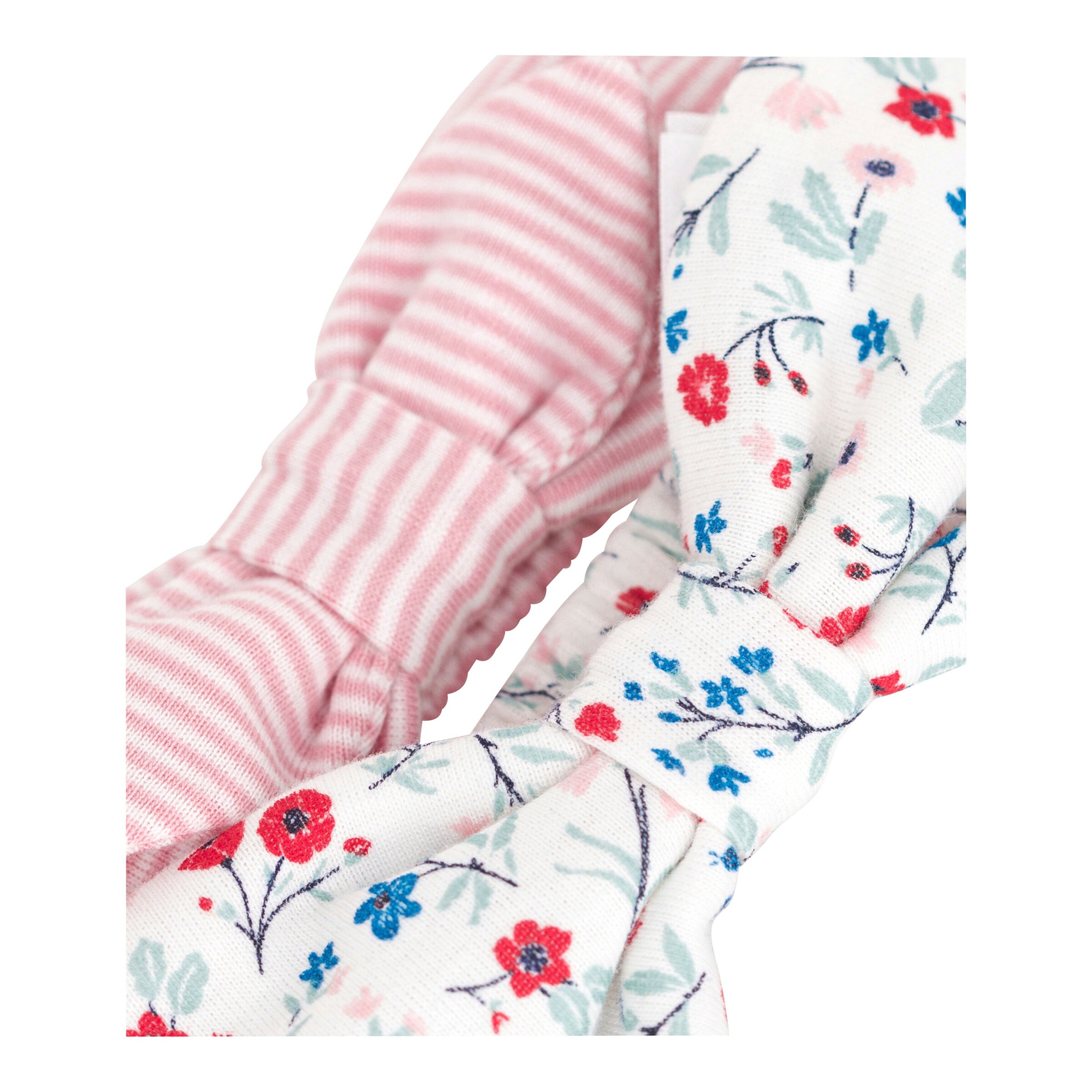 Petit Bateau 2er-Pack Haarbänder Blumen Ringel bunt