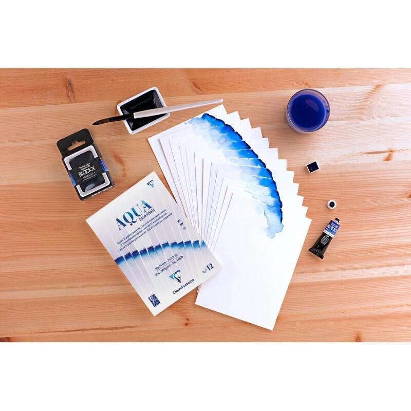 Aqua Essentials bloc collé 12 papiers aquarelle assortis 10x15cm 12F 200g-300g