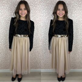 Fancy black & beige dress