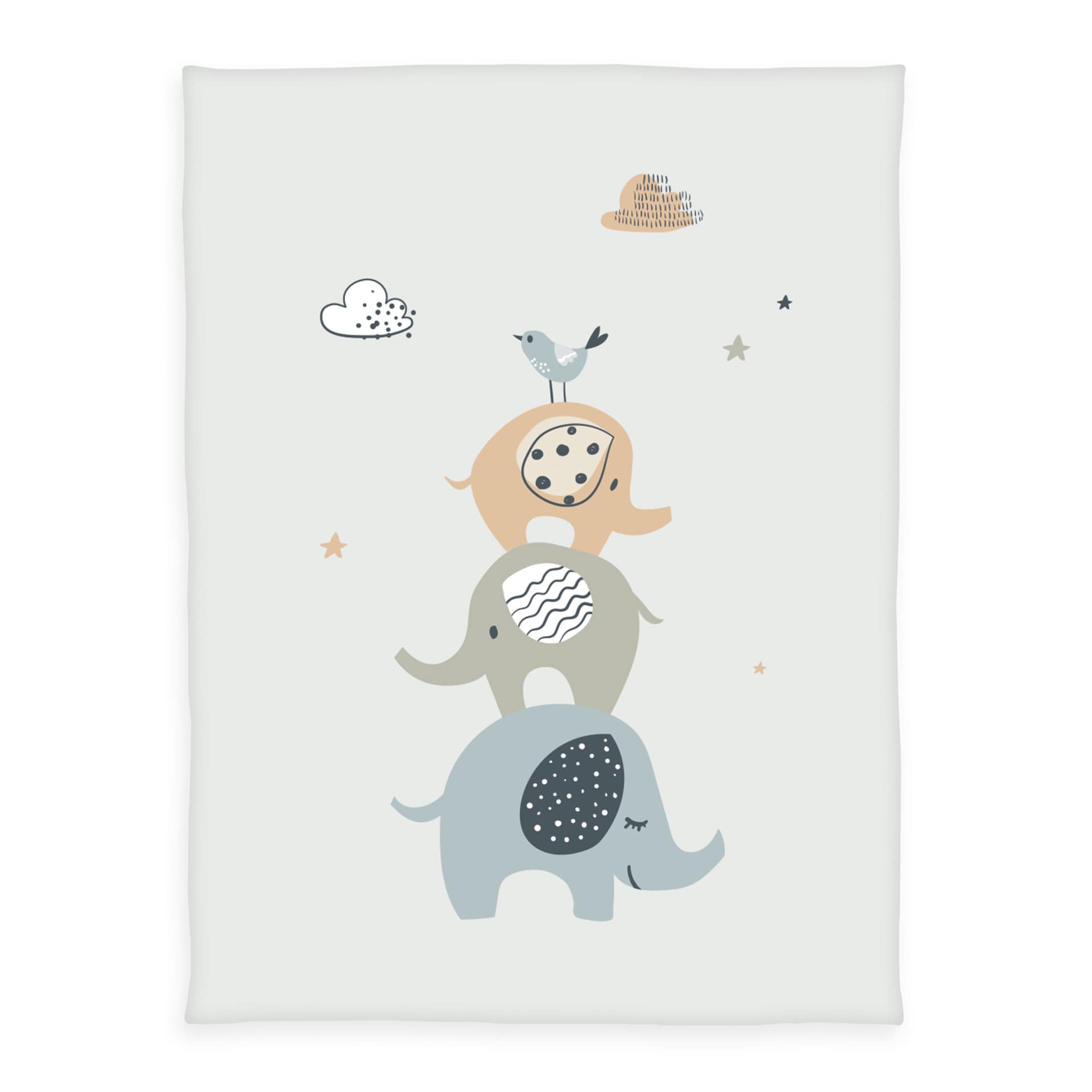 baby best Baby-Flausdecke ELEFANTS 75 x 100 cm weiß/beige/bunt