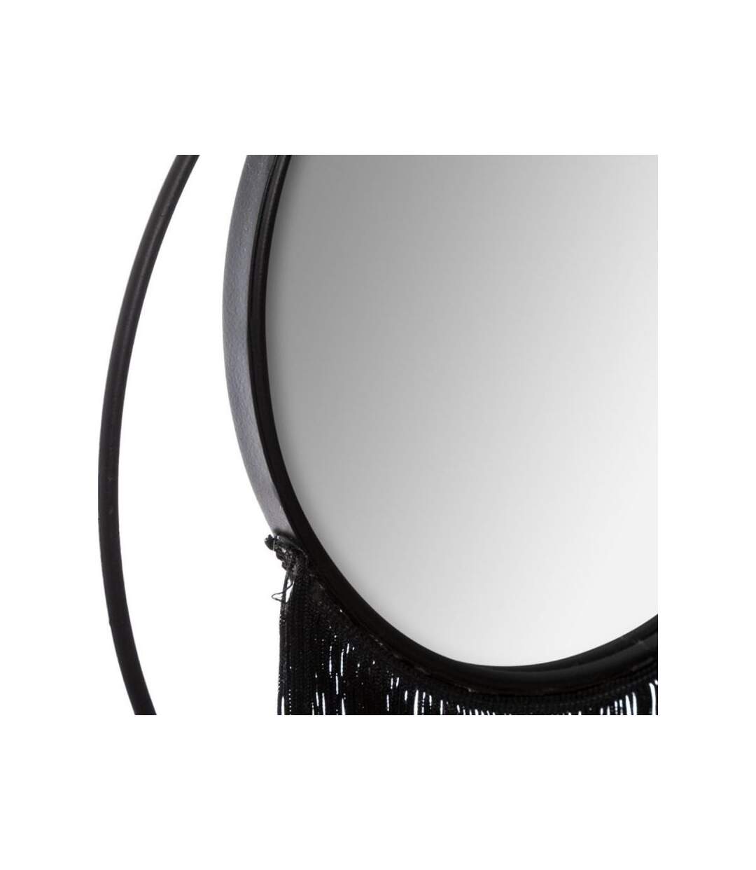 Miroir Mural Rond en Métal Frange 18cm Noir