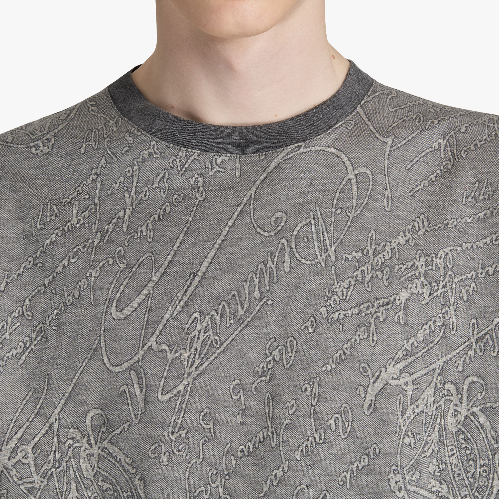 T-Shirt En Jacquard Scritto All-Over