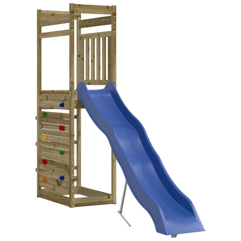 Aire de jeux d'extérieur balançoires toboggan portiques robuste jeux jardin 53 x 267 x 207 cm bois de pin imprégné