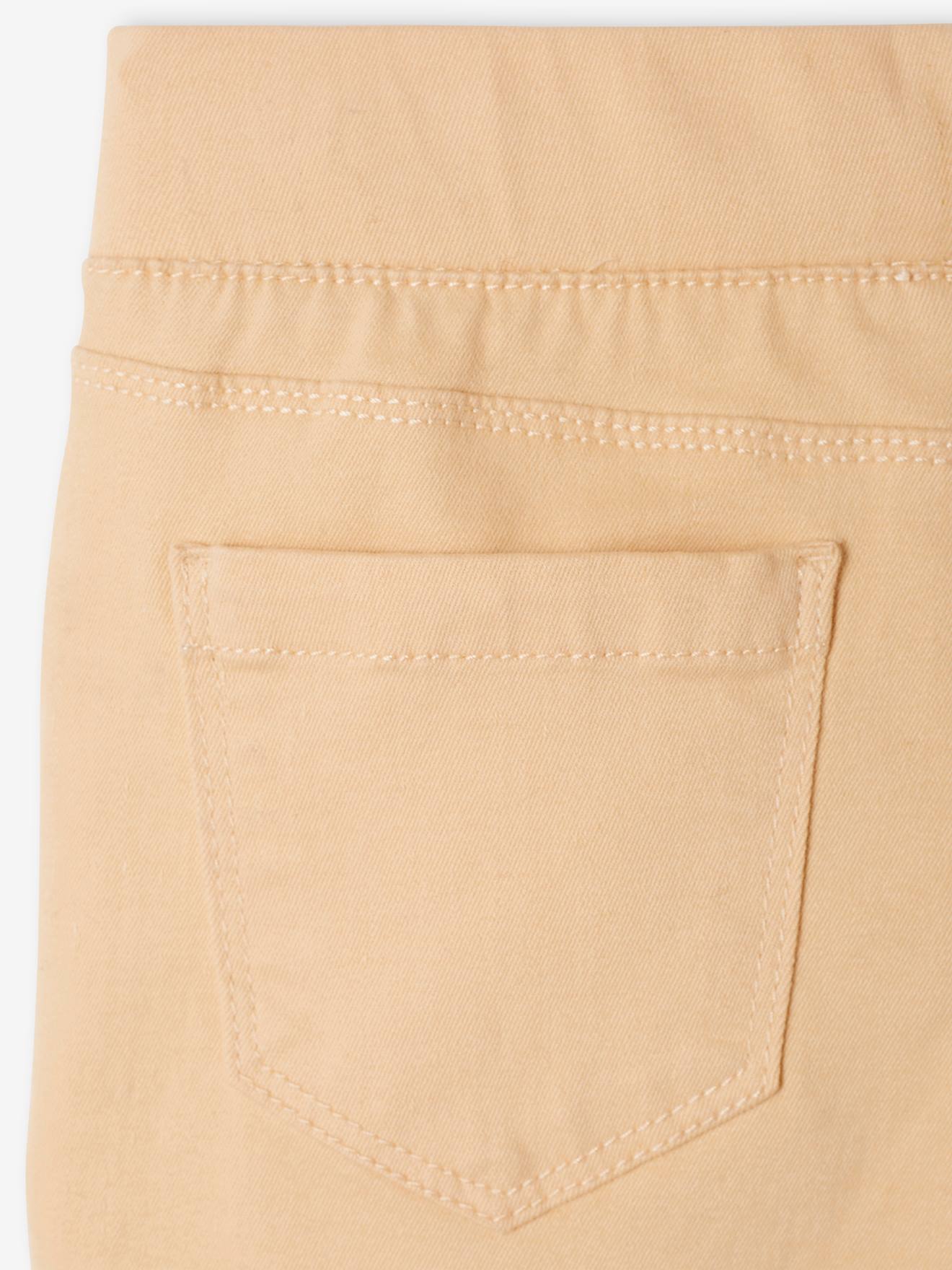 Calça legging curta com acabamento em macramê, para meninas, verde claro liso