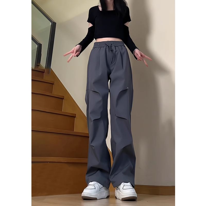 Kimeya - Hoge taille effen wijde broek