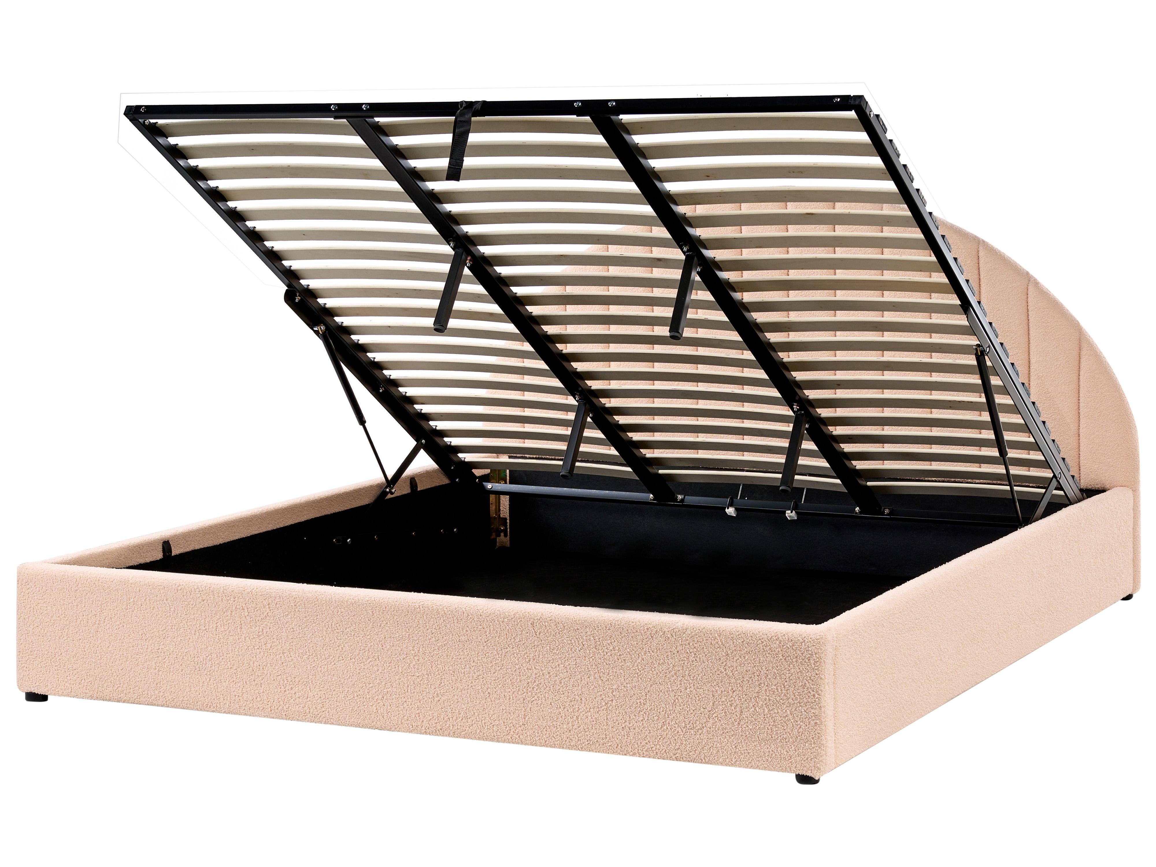 Bed met opbergruimte Bouclé CHADENET 180 x 200 cm Perzikroze